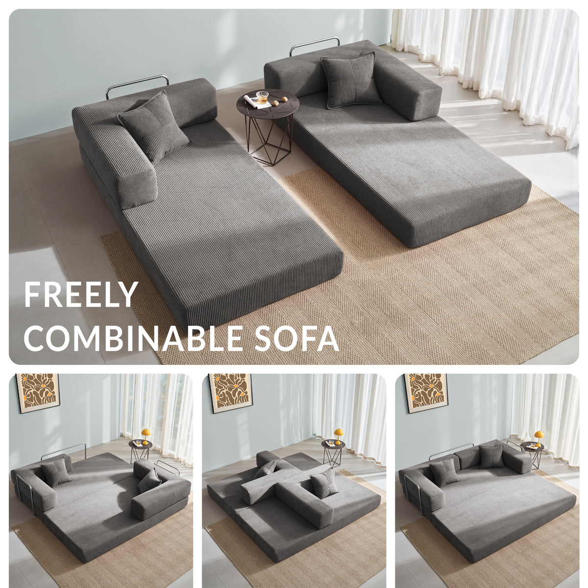 YINIX 62.9" Convertible Sleeper Sofa Bed with 2 Pillows, Removable Floor Sofa Couch for Living Room Small Spaces, Gray